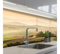 KitchenYeah© Credence Cuisine Sur Mesure Plaque Adhesive Murale Panneau | 60x150 cm - Decoratif Interieur Peel And Stick Mural Protection Mur Paysage - Toscane - Lumière Du Matin