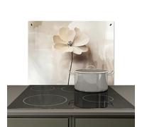 KitchenYeah© Crédence pour la Cuisine Murale 71x52 cm Accessoire Déco Protège Mur Plaque Anti Protection, Induction Fleur - Ivoire - Aquarelle - Ombre