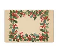 KitchenYeah© Dessous de Plat Set 6 45x30 cm Table Plastique Rigide Vinyl Antidérapant Original Coloré Plates Cadeau Hulstrand - Baies - Beige