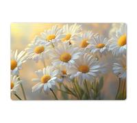 KitchenYeah© Dessous de Plat Set de 6 45x30 cm Set de Table Plastique Rigide Vinyl Antidérapant Original Coloré Plates Marguerites - Blanc - Lumière du Soleil