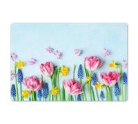 KitchenYeah© Dessous de Plat Set de 6 45x30 cm Set de Table Plastique Rigide Vinyl Antidérapant Original Coloré Plates Nature Morte - Fleurs - Printemps