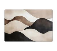 KitchenYeah© Dessous de Plat Set de 6 45x30 cm Set de Table Plastique Rigide Vinyl Antidérapant Original Coloré Plates Vagues - Abstrait - Beige