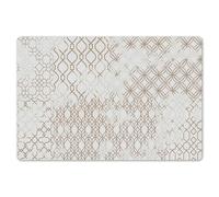 KitchenYeah© Dessous de Plat Set de 6 45x30 cm Set de Table Plastique Rigide Vinyl Antidérapant Original Coloré Plates Design - Carrelage - Marron - Blanc - Vintage