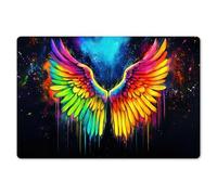 KitchenYeah© Dessous de Plat Set de 6 45x30 cm Set de Table Plastique Rigide Vinyl Antidérapant Original Coloré Plates Couleurs De l'arc-en-Ciel - Ailes - Magique