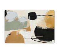 KitchenYeah© Dessous de Plat Set de 6 45x30 cm Set de Table Plastique Rigide Vinyl Antidérapant Original Coloré Plates Peinture - Abstrait - Couleurs