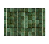 KitchenYeah© Dessous de Plat Set de 6 45x30 cm Set de Table Plastique Rigide Vinyl Antidérapant Original Coloré Plates Carrelage - Vert - Motif
