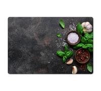 KitchenYeah© Dessous de Plat Set de 6 45x30 cm Set de Table Plastique Rigide Vinyl Antidérapant Original Coloré Plates Herbes - Nature Morte - Béton