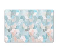 KitchenYeah© Dessous de Plat Set de 6 45x30 cm Set de Table Plastique Rigide Vinyl Antidérapant Original Coloré Plates Carreaux - Pastel - Abstrait - Design