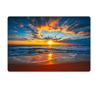 KitchenYeah© Dessous de Plat Set de 6 45x30 cm Set de Table Plastique Rigide Vinyl Antidérapant Original Coloré Plates Mer - Coucher De Soleil - Plage - Nuages - Orange