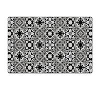 KitchenYeah© Dessous de Plat Set de 6 45x30 cm Set de Table Plastique Rigide Vinyl Antidérapant Original Coloré Plates Retro - Carreaux - Fleurs - Noir - Blanc