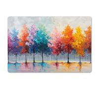 KitchenYeah© Dessous de Plat Set de 6 45x30 cm Set de Table Plastique Rigide Vinyl Antidérapant Original Coloré Plates Arbres - Colorés - Nature - Abstrait