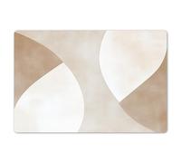 KitchenYeah© Dessous de Plat Set de 6 45x30 cm Set de Table Plastique Rigide Vinyl Antidérapant Original Coloré Plates Marron - Japandi - Abstrait