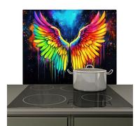 KitchenYeah© Fond de Hotte 60x52 cm Crédence Cuisine Décoration Murale Cuisson Anti Projection, Plaque Induction Portable Ailes - Magique