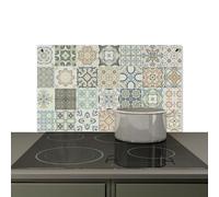 KitchenYeah© Plaque Anti Projection Cuisine 85x52 cm Décoration Couvercle Éclaboussure Crédence, Protection Induction Motif - Carrelage - Mosaïque