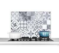 KitchenYeah© Plaque Anti Projection Cuisine 90x60 cm Aluminium Décoration Couvercle Anti Éclaboussure Crédence Cuisine Motifs - Gris - Mosaïque