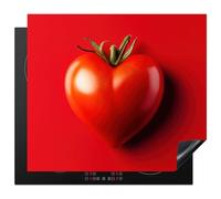KitchenYeah© Protection Plaque Cuisson Deco Cuisine Cache Induction 59x52 cm Protège Pour Cuisiniere Protection Tomate - Rouge - Coeur - Saint Valentin Femme - Saint Valentin