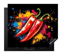 KitchenYeah© Protection Plaque Cuisson Deco Cuisine Cache Induction 60x52 cm Protège Pour Cuisiniere Protection Poivre - Graffiti - Peinture - Abstrait - Modern - Coloré