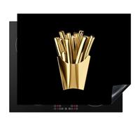 KitchenYeah© Protection Plaque Cuisson Deco Cuisine Cache Induction 65x52 cm Protège Pour Cuisiniere Protection Chips - Or - Chrome - Alimentaire