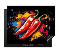 KitchenYeah© Protection Plaque Cuisson Deco Cuisine Cache Induction 65x52 cm Protège Pour Cuisiniere Protection Poivre - Graffiti - Peinture - Abstrait - Modern - Coloré