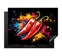 KitchenYeah© Protection Plaque Cuisson Deco Cuisine Cache Induction 70x52 cm Protège Pour Cuisiniere Protection Poivre - Graffiti - Peinture - Abstrait - Modern - Coloré