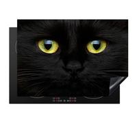 KitchenYeah© Protection Plaque Cuisson Deco Cuisine Cache Induction 75x52 cm Protège Pour Cuisiniere Protection Chat - Yeux - Jaune - Noir
