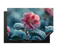 KitchenYeah© Protection Plaque Cuisson Deco Cuisine Cache Induction 75x52 cm Protege Pour Cuisiniere Protection Fleur - Rouge - Hiver - Gouttes - 75x52 cm