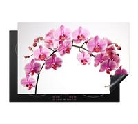 KitchenYeah© Protection Plaque Cuisson Deco Cuisine Cache Induction 81x52 cm Protège Pour Cuisiniere Protection Fleurs - Rose - Branche - Blanc