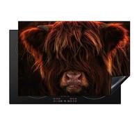 KitchenYeah© Protection Plaque Cuisson Deco Cuisine Cache Induction Protege | 76x51 cm - Pour Cuisiniere Highlander écossais - Vache - Portrait - Animaux