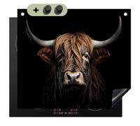 KitchenYeah© Protection Plaque Induction 59x52 cm Deco Cuisine Cache Protège De Cuisson Accessoires, Credence Highlander Écossais - Portrait - Noir