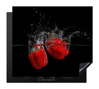 KitchenYeah© Protection Plaque Induction 59x52 cm Protege Deco Cuisine Cache Protège De Cuisson Accessoires Poivre - Légume - Nature morte - Eau - Rouge