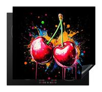 KitchenYeah© Protection Plaque Induction 60x52 cm Protege Deco Cuisine Cache Protège De Cuisson Accessoires Cerises - Fruit - Graffiti - Peinture - Abstrait - Modern - Coloré