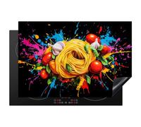 KitchenYeah© Protection Plaque Induction 78x52 cm Protege Deco Cuisine Cache Protège De Cuisson Accessoires Spaghetti - Graffiti - Peinture - Coloré - Nourriture - Modern