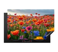 KitchenYeah© Protection Plaque Induction 80x52 cm Protege Deco Cuisine Cache Protège De Cuisson Accessoires Fleurs - Colorées - Champ de fleurs - Plantes - Orange