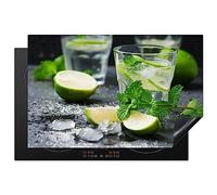 KitchenYeah© Protection Plaque Induction 81x52 cm Protege Deco Cuisine Cache Protège De Cuisson Accessoires Cocktail - Mojito - Vert - Menthe