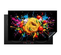 KitchenYeah© Protection Plaque Induction 83x51 cm Protege Deco Cuisine Cache Protège De Cuisson Accessoires Spaghetti - Graffiti - Peinture - Coloré - Nourriture - Modern