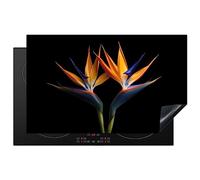 KitchenYeah© Protection Plaque Induction 83x51 cm Protege Décoration Cuisine Cache Protège De Cuisson Accessoire Plantes - Fleurs - Fleur d'oiseau de paradis - Portrait - Noir