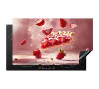 KitchenYeah© Protection Plaque Induction 91x52 cm Protege Deco Cuisine Cache Protège De Cuisson Accessoires Fraise - Gâteau - Alimentaire - Rose