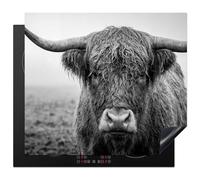 KitchenYeah© Protection Plaque Induction Protege Deco Cuisine Cache Protège | 59x51 cm - De Cuisson Accessoires Highlander écossais - Noir - Blanc - Herbe