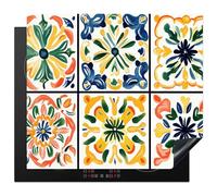 KitchenYeah© Protection Plaque Induction Protege Deco Cuisine Cache Protège | 59x52 cm - De Cuisson Accessoires Espagnol - Tuiles - Céramique - Fleurs