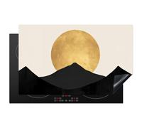 KitchenYeah© Protection Plaque Induction Protege Deco Cuisine Cache Protège | 85x52 cm - De Cuisson Accessoires Silhouettes montagne - Cercle d'or - Beige