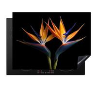 KitchenYeah© Protection Plaque Induction Protege Décoration Cuisine Cache | 71x52 cm - Protège De Cuisson Accessoire Plantes - Fleurs - Fleur d'oiseau de paradis - Portrait - Noir