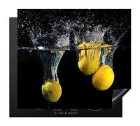 KitchenYeah© Protection Pour Plaque Induction 59x51 cm Plaque de Deco Cuisine Protégé Cache De Cuisson Vitroceramique Citron - Fruit - Nature morte - Eau - Jaune