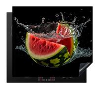 KitchenYeah© Protection Pour Plaque Induction 59x52 cm Deco Cuisine Protégé Cache De Cuisson Vitroceramique Pastèque - Noir - Eau - Fruit - Melon