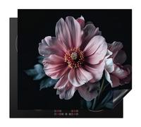 KitchenYeah© Protection Pour Plaque Induction 60x52 cm Deco Cuisine Protégé Cache De Cuisson Vitroceramique Fleur - Rose - Botanique - Noir - Nature morte - Nature