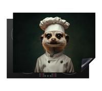 KitchenYeah© Protection Pour Plaque Induction 70x52 cm Plaque de Deco Cuisine Protégé Cache De Cuisson Vitroceramique Animal - Cuisinier - Suricate