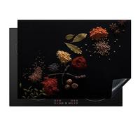 KitchenYeah© Protection Pour Plaque Induction 75x52 cm Deco Cuisine Protégé Cache De Cuisson Vitroceramique Kitchen Herbes - Noires - Epices - Cuisine - Cuisson