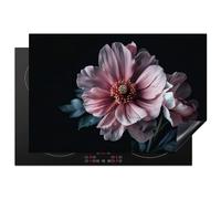 KitchenYeah© Protection Pour Plaque Induction 76x51 cm Deco Cuisine Protégé Cache De Cuisson Vitroceramique Fleur - Rose - Botanique - Noir - Nature morte - Nature
