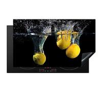 KitchenYeah© Protection Pour Plaque Induction 91x52 cm Plaque de Deco Cuisine Protégé Cache De Cuisson Vitroceramique Citron - Fruit - Nature morte - Eau - Jaune