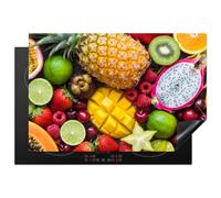 KitchenYeah© Protection Pour Plaque Induction Cuisiniere Accessoire | 76x52 cm Deco Cuisine Protégé Cache Cuisson Vitroceramique Protecteur Décoration Fruits - Assortiment - Frais - Colorés
