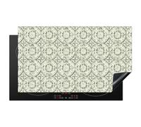 KitchenYeah© Protection Pour Plaque Induction Deco Cuisine Protégé Cache | 89x51 cm - Cuisson Vitroceramique Ornement curly - Tile - Green